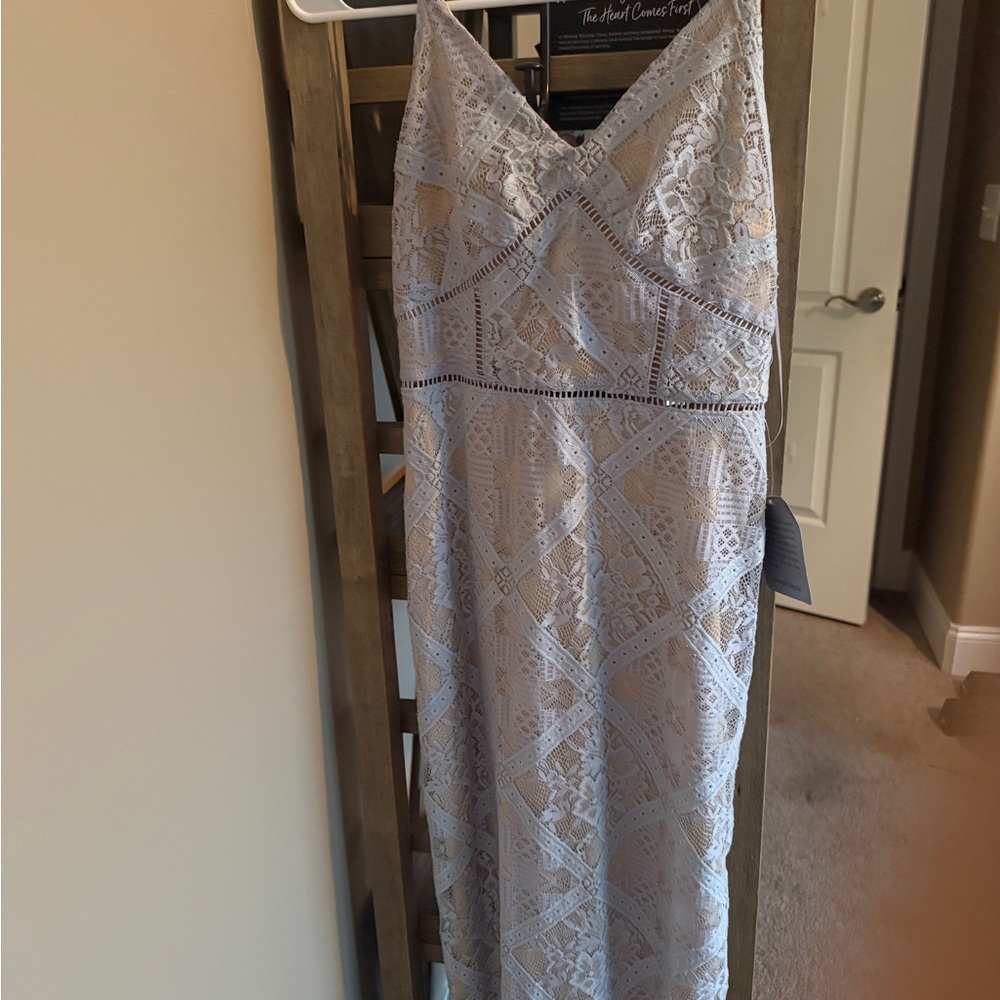 New midi lace dress with lace up back . Xs
